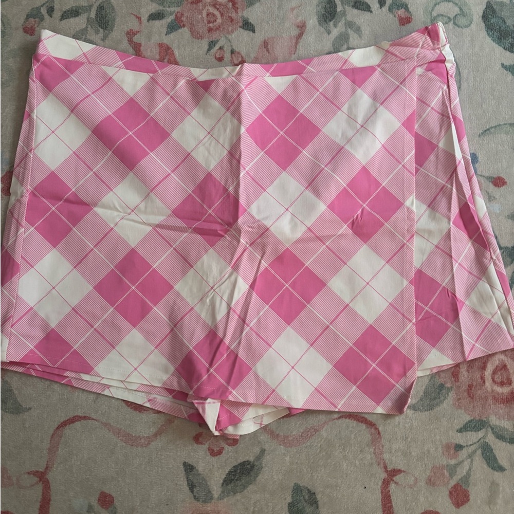Rue21 Pink and White Plaid Skirt